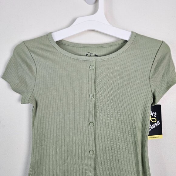 Art Class Girls Ribbed Dress Light Green Decorative Button-Front Size Small 6/7 - Picture 4 of 8